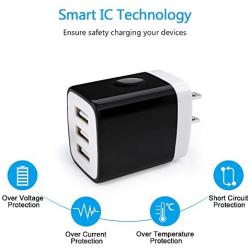 Wall Charger, Hootek 2Pack 3.1A 3 Port USB Plug Cube Wall Charger Adapter Charging Block Box Compatible iPhone 11 Pro XS MAX XR X 8 7 6S Plus, Samsung Galaxy S20 FE 5G S10 S9 S8/Note20 Ultra 5G 10 9 8