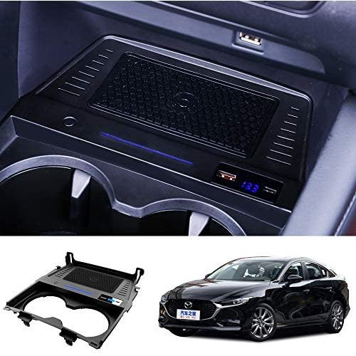 Kucok Car Wireless Charger Mount fit for Mazda3 2020,Output of 10W QC 3.0 Fast Charging Compatible with iPhone,Samsung,USB Port 36W Wireless Charging Devices