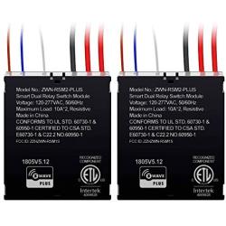ENERWAVE Z-Wave Plus Dual Relay Module, Hidden Smart Switch, Single Pole, 120-277VAC, 10A Per Relay, Neutral Wire Required, ZWN-RSM2-PLUS, Black, 2-Pack (New Version)