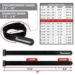 Velour Cinch Straps 1'' x 15'' - 10 Pack, Soft Touch Microfiber Reusable Hook and Loop - Plus 2 Free Bonus Reusable Cable Ties