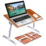 [Large Size] Neetto Height Adjustable Laptop Bed Desk, Portable Laptop Table Standing Desk, Sofa Breakfast Tray With Foldable Legs, Notebook Stand Reading Holder for Couch Floor Kids - American Cherry