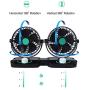 HITOPTY 12V Electric Car Fan, Dual Head 360 Degree Swivel 2 Switches 2 Speeds Dashboard Air Fan with Cigarette Lighter for Auto Vehicles SUV RV Boat