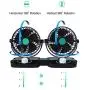 HITOPTY 12V Electric Car Fan, Dual Head 360 Degree Swivel 2 Switches 2 Speeds Dashboard Air Fan with Cigarette Lighter for Auto Vehicles SUV RV Boat