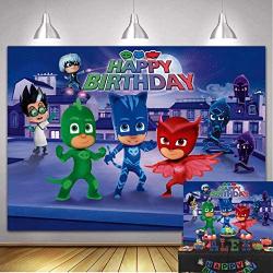 PJ Masks Party Supplies Photography Backdrop Cartoon Super City Hero Background Boys Birthday Cake Table Decoration Baby Shower Banner Photo Booth Props 5X3ft