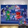 PJ Masks Party Supplies Photography Backdrop 7X5ft Cartoon Super City Hero Background Boys Birthday Cake Table Decoration Baby Shower Banner Photo Booth Props