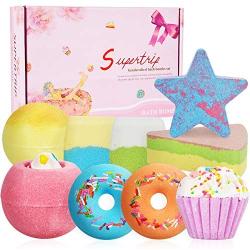 Supertrip Bath Bombs Gift Set - 9 Organic & Natural Handmade Bubble Fizzies Spa Bomb,Shea Cocoa Butter Moisturize,Perfect Birthday Valentines Mothers Day Christmas Gift idea for Women or Kids