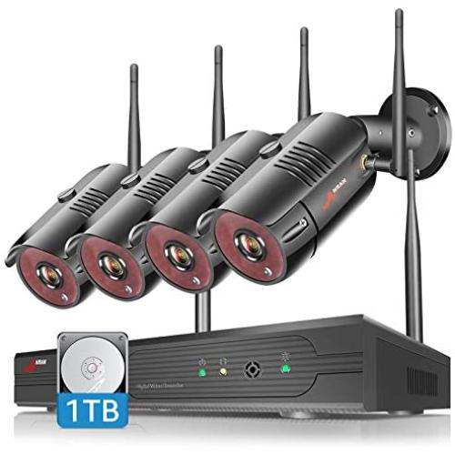 [Expandable 8CH+1TB HDD] ANRAN Wireless Home Security Camera System, 1080P 8 Channel NVR Surveillance System with 4pcs 2K Indoor Outdoor WiFi Security IP Camera,Night Vision, Motion Alert,Remote View