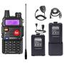 Ham Radio UV-5R 8Watt Dual Band Two Way Radio with More 3800mAh Battery and Tube Earpiece and Handheld MIC and NA-771 Antenna and USB Programming Cable