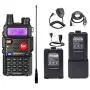 Ham Radio UV-5R 8Watt Dual Band Two Way Radio with More 3800mAh Battery and Tube Earpiece and Handheld MIC and NA-771 Antenna and USB Programming Cable