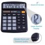 Desktop Calculator 12 Digit with Large LCD Display and Sensitive Button, Solar and Battery Dual Power, Standard Function for Office, Home, School, CD-2786 (Black)