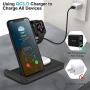 Wireless Charger, 15W Foldable Fast Qi 3 in 1 Wireless Charging Station Compatible with iPhone 11/12/XR/XS/X, iWatch SE/6/5/4/3, Airpods pro/2, FDGAO Wireless Charging Stand for Galaxy S20/S10