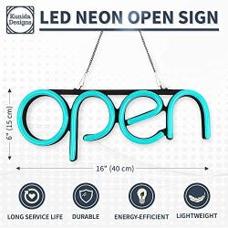 LED Neon Open Sign Light for Business with ON & Off Switch - Lightweight & Energy Efficient for Restaurants Offices Retail Shops Window Storefronts - Ice Blue