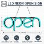LED Neon Open Sign Light for Business with ON & Off Switch - Lightweight & Energy Efficient for Restaurants Offices Retail Shops Window Storefronts - Ice Blue