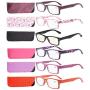 Eyekepper 6-Pack Spring Hinges Patterned Rectangular Reading Glasses Include Computer Readers Women +2.5