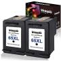 Inktopia Remanufactured Ink Cartridge Replacement for HP 65 XL 65XL High Yield N9K04AN (2 Black) Compatible for HP DeskJet 3755 2655 3758 3720 3721 3730 3732 3752 All-in-one Printer