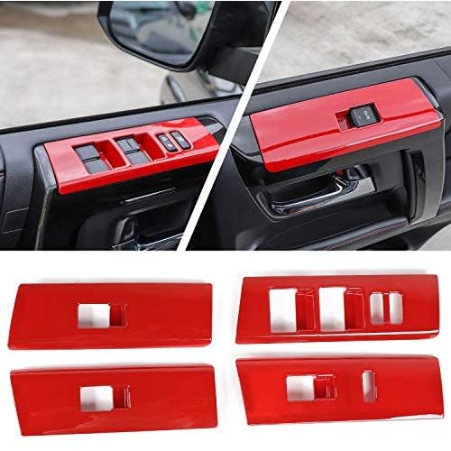 Car Window Lift Switch Button Cover Tirm for Toyota 4Runner 2010-2020 (Red)