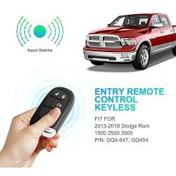 VOFONO Smart Keyless Entry Remote Car Alarm Key Fob Fit for Dodge Ram 1500 2500 3500 2013-2018, FCC ID: GQ4-54T