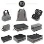 mDesign Fabric Travel Electronic Accessories Bag Organizer with Easy-Pull Zipper/Handle, Water-Resistant, Front Pocket - Holds Cords, Smart Phones, Earbuds, Batteries, Chargers, Travel Sizes - Gray
