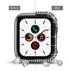Fullife Compatible with Apple Watch Case, Bling Cases Replacement for Apple Watch 38mm 40mm 42mm 44mm Protective Bumper Compatible with Apple Watch Series 5 4 3 2 1, 38mm-Black