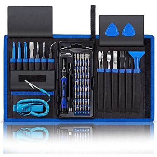 80 IN 1 Professional Computer Repair Tool Kit, Precision Laptop Screwdriver Set, with 56 Bit, Anti-Static Wrist and 24 Repair Tools, Suitable for Macbook, PC, Tablet, PS4, Xbox Controller Repair