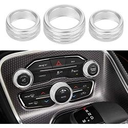 Thor-Ind AC Air Conditioner Volume Tune Knob Button Cover for Dodge Ram 1500 2500 3500 2013 2014-2018 for Dodge Challenger Charger Chrysler 300 300s 2015 2016 2017 2018 2019 2020 (Silver)