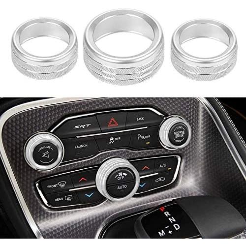 Thor-Ind AC Air Conditioner Volume Tune Knob Button Cover for Dodge Ram 1500 2500 3500 2013 2014-2018 for Dodge Challenger Charger Chrysler 300 300s 2015 2016 2017 2018 2019 2020 (Silver)