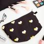 Hearts Makeup Bags, Cosmetic Travel Pouches in 2 Sizes (Black, 2 Pack)