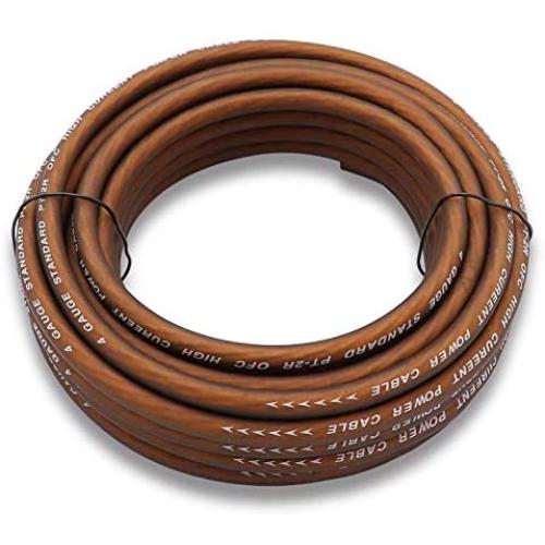 Welugnal 4 Gauge 26ft Brown Power/Ground Wire True Spec and Soft Touch Cable for Car Amplifier Automotive Trailer Harness Wiring
