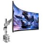 AVLT Single 13''-32'' Monitor Arm Desk Pole Mount fits One Flat/Curved/Ultrawide Monitor Full Motion Height Swivel Tilt Rotation Adjustable Monitor Arm - Silver/VESA/Heavy-Duty C-Clamp/Cable Management