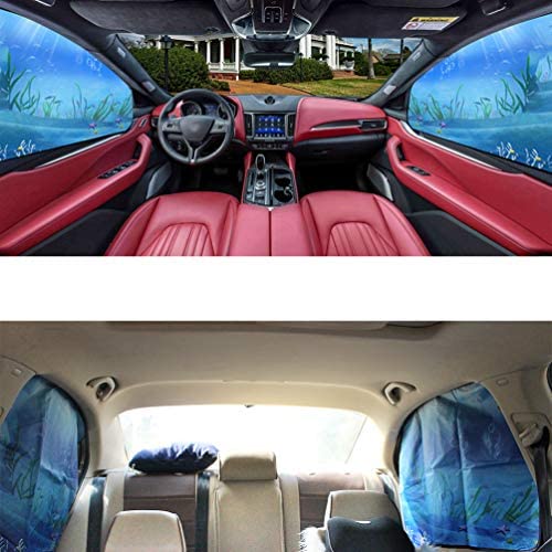 ZATOOTO Car Side Window Sun Shades - Front Rear 4 pcs Magnetic Privacy SunShades Ocean Underwater World Pattern Design SUV Windshield Cool Curtain for Baby Kids