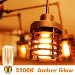 Emotionlite LED Light Bulbs, E26 Dimmable Vintage Edison Tubular Bulb, 40W Equivalent, Amber Yellowish, 4W, 2200K, 300LM, Medium Base, UL Listed, 6 Pack