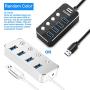 USB Hub 4 Port Multiple 3.0 Hub , GAGBK Portable High Speed USB Hub Splitter Box With ON/OFF Individual Switch / LED Light for Mac & PC , Computer Cables & Connector , USB Expander (Black / Silver Random ) (4 PORT)