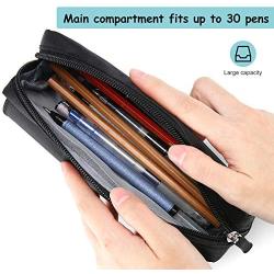 ProCase Pencil Case, Big Capacity Pen Holder Bag Pouch College School Supplies Stationery Storage Office Desk Organizer with Zipper for Student Teen Girl Boy Adult –Black