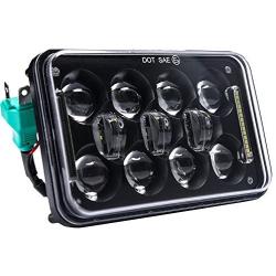 Newest 60W 4x6 Inch LED Headlights with DRL for H4651 H4652 H4656 H4666 H6545 Freightliner Kenworth Peterbilt International Volvo Sterling Western Star Mack(Black 4Pcs)