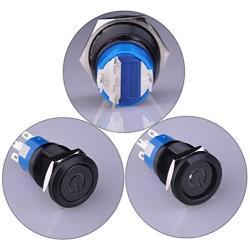 Ulincos Latching Pushbutton Switch U19C1 1NO1NC SPDT ON/Off Black Metal Shell with Red LED Suitable for 19mm 3/4'' Mounting Hole (Red)
