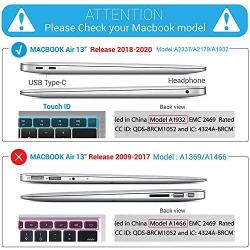 MacBook Air M1 Case, MacBook Air 13 inch Case 2020 2019 2018 Release A2337 A2179 A1932 with Touch ID, Vivid Gold Line Mac Air 2020 Case Laptop Plastic Hard Shell + 2 Keyboard Covers, Purple Gold