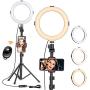 Selfie Ring Light with Tripod Stand - Dimmable Makeup Ring Light Led Camera Ringlight with Tripod and Phone Holder for Live Stream/Makeup/YouTube Video, Compatible for iPhone Android, Remote(Upgraded)