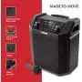 ION Audio Block Rocker Plus | 100W Portable Speaker, Battery Powered with Bluetooth, Microphone & Cable, AM/FM Radio, Wheels & Telescopic Handle and USB Charging For Smartphones & Tablets