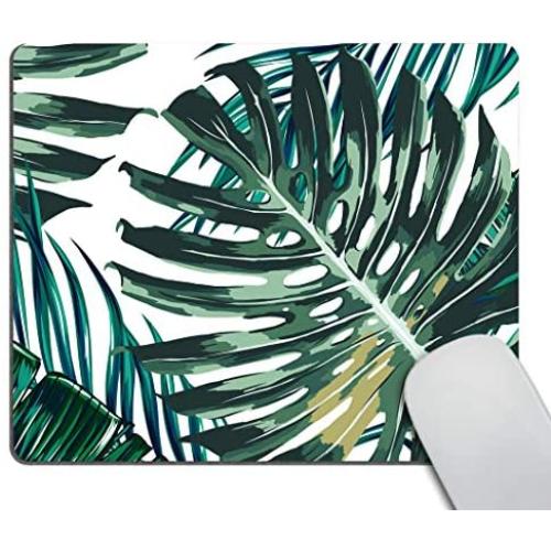 Smooffly Palm Leaves Floral Mousepad Green Tropical Leaves Mouse Mat Mouse Pad Office Mousemat Tropics Mouse Pad 9.5 X 7.9 Inch (240mmX200mmX3mm)