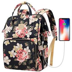 Laptop Backpack,15.6 Inch Stylish College School Backpack with USB Charging Port,Water Resistant Casual Daypack Laptop Backpack for Women/Girls/Business/Travel (Flower Pattern)