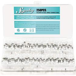 250PCS Sopoby Solder Seal Wire Connectors, Heat Shrink Solder Connectors Waterproof Electrical Solder Butt Connectors for Automotive Boat Truck Stereo Wire Joint, White 26-24 Gauge