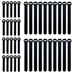 Wrap-It Self-Gripping Storage Straps, Black, 40 Pack (20 4” Straps, 20 8” Straps) – Reusable Hook and Loop Cord Organizer Cable Ties for Cord Management and Organization