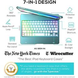 iPad Keyboard Case for 10.2-inch iPad 8th Generation (2020), 7th Gen, Air 3, Pro 10.5 in 11 Colors - 10 Color Backlight, 7 Modes, 360° Rotatable, Slim Protective Cover, Apple Pencil Holder