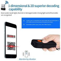 Portable Handheld Mini 2D Bluetooth Wireless Barcode Scanner,Symcode USB CCD QR Bar Code Reader Able to Scan Codes on Screen Scanner for POS/Android/iOS/iMac/Ipad