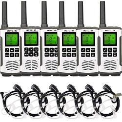 Retevis RT45 Two Way Radios Long Range Rechargeable, Walkie Talkies for Adult with Earpiece,AA Flashlight USB Handsfree LCD,2 Way Radio Business Retail Hotel School(6 Pack)