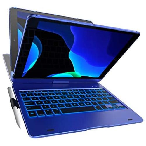 iPad Keyboard Case for 10.2-inch iPad 8th Generation (2020), 7th Gen, Air 3, Pro 10.5 in 11 Colors - 10 Color Backlight, 7 Modes, 360° Rotatable, Slim Protective Cover, Apple Pencil Holder (Navy Blue)