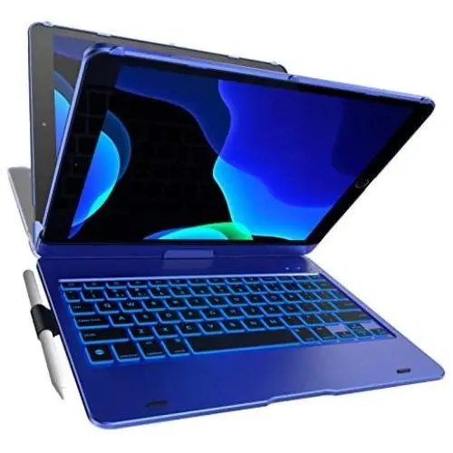 iPad Keyboard Case for 10.2-inch iPad 8th Generation (2020), 7th Gen, Air 3, Pro 10.5 in 11 Colors - 10 Color Backlight, 7 Modes, 360° Rotatable, Slim Protective Cover, Apple Pencil Holder (Navy Blue) iPad Keyboard Case for 10.2-inch iPad 8th Generation (2020), 7th Gen, Air 3, Pro 10.5 in 11 Colors - 10 Color Backlight, 7 Modes, 360° Rotatable, Slim Protective Cover, Apple Pencil Holder (Navy Blue)