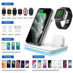WAITIEE Wireless Charger, 3 in 1 Qi-Certified 15W Fast Charging Station for Apple iWatch Series SE/6/5/4/3/2/1,AirPods, Compatible for iPhone 12/11 Series/XS MAX/XR/XS/X/8/8 Plus/Samsung (White)