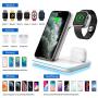 WAITIEE Wireless Charger, 3 in 1 Qi-Certified 15W Fast Charging Station for Apple iWatch Series SE/6/5/4/3/2/1,AirPods, Compatible for iPhone 12/11 Series/XS MAX/XR/XS/X/8/8 Plus/Samsung (White)