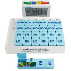 e-Pill 4 Alarm MedCenter Talk with 7 Day x 4 Compartments per Day Weekly Pill Organizer - Large